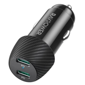 RAVPower Car Charger 2 Port USB-A - TYPE-C 49W + C To Lightning Cable - RP-VC032