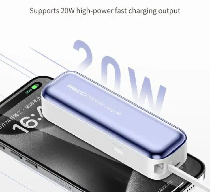 Recci Power Bank 5000mAh 20W 3 IN 1 FAST CHARGING RPB-A07 - Image 2